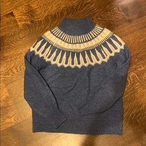 Blue fair isle style sweater and hat